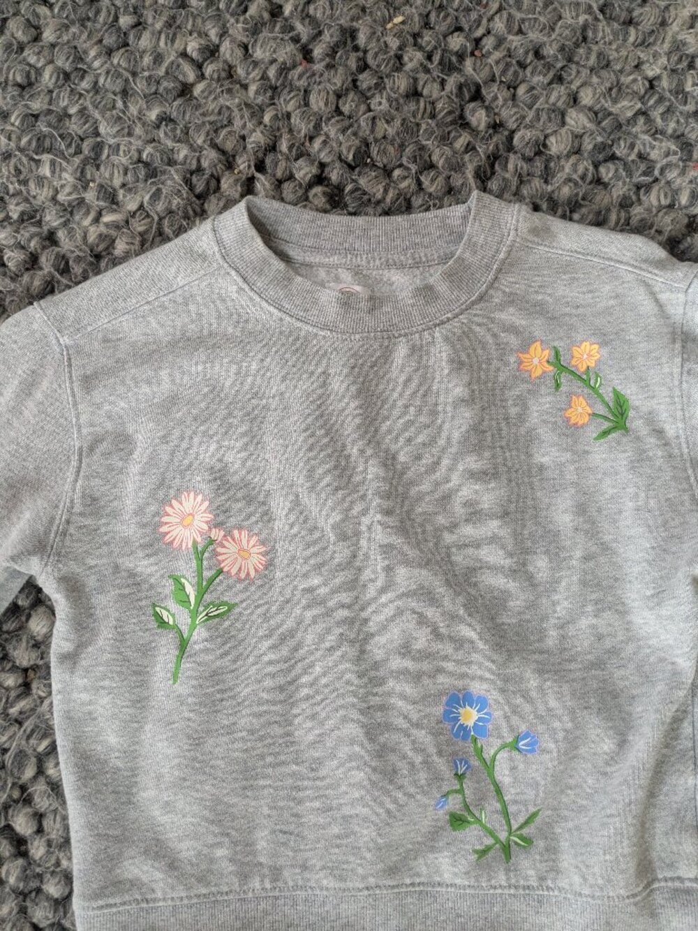 wonder nation girls gray floral sweatshirt and cargo sweatpants M (7/8) #848